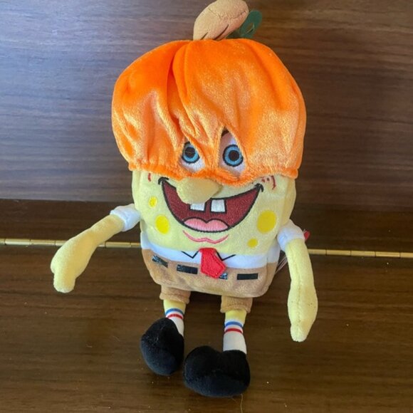 New SpongeBob SquarePants Pumpkin Mask Halloween TY Beanie Baby 9” - Picture 2 of 8